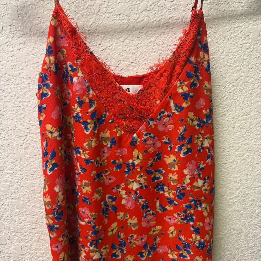Socialite Red Floral Lace-Trim Camisole